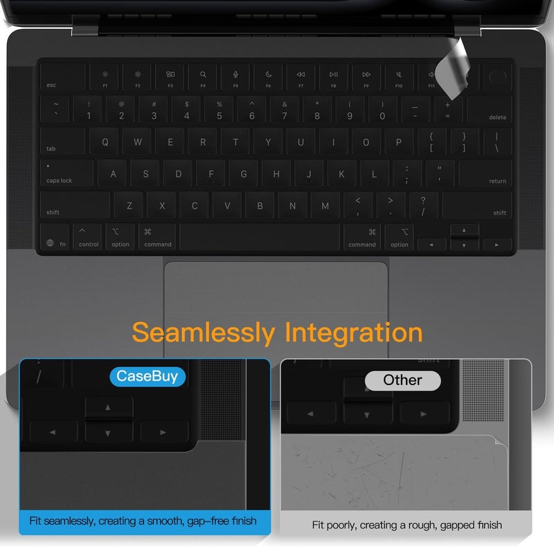 CaseBuy غطاء واقي لراحة اليد مجموعة ملحقات لجهاز MacBook Pro 16" 2022-2025 M4 M3 M2 M1 Pro/Max A3403 A3186 A2991 A2780 A2485، حماية من الخدوش للوحة المفاتيح - شفاف - Image 5